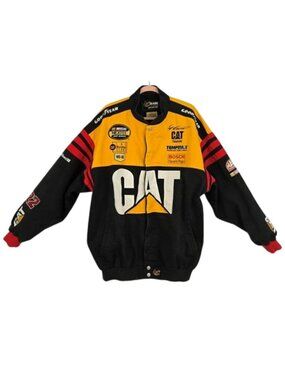 Chase Authentics Men’s Racing Jacket Caterpillar Embroidered Colorblock Size XXL